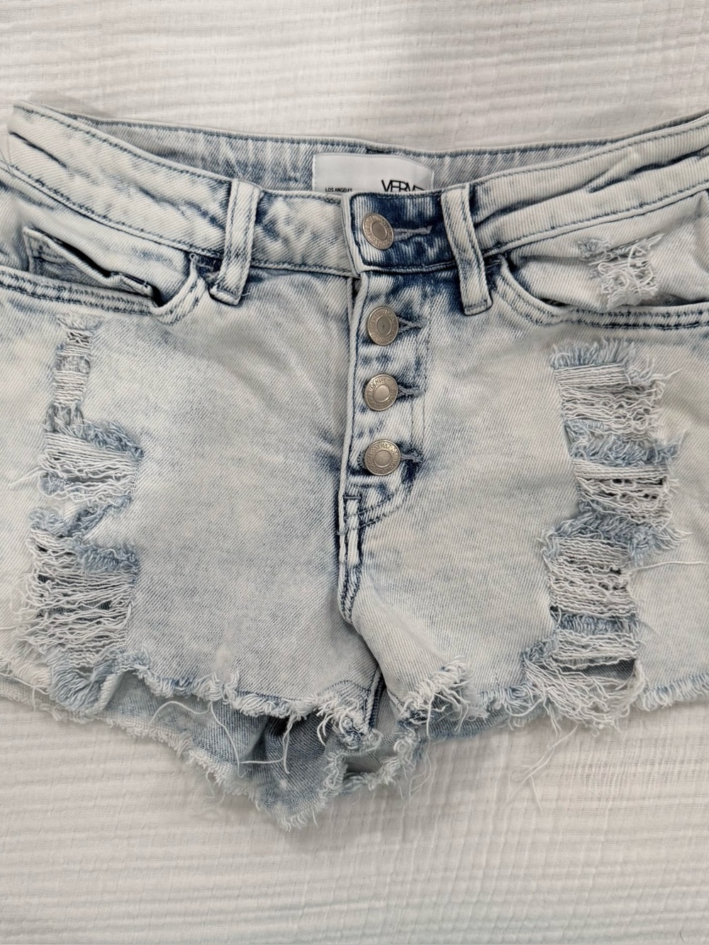Vervet Light Wash High-Waist Distressed Denim Shorts